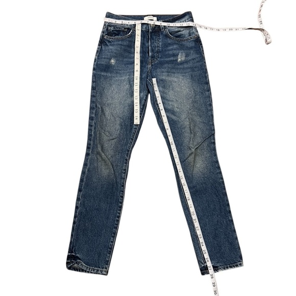 Forever 21 Button Fly Skinny Ankle Distressed Rough Hem Jeans Size 24 - Picture 5 of 6